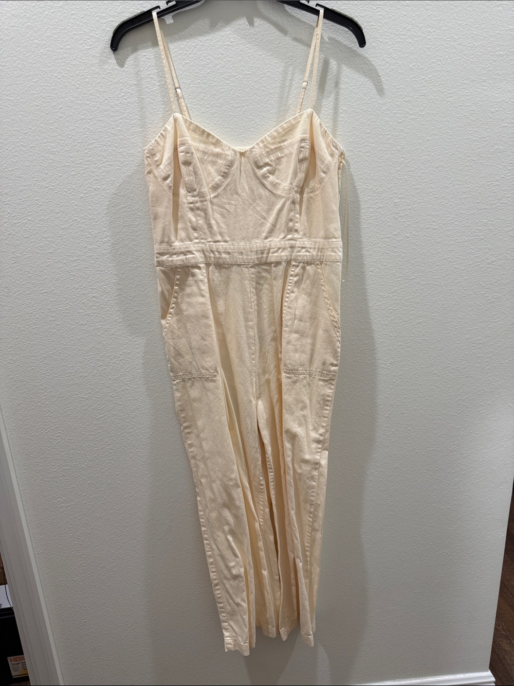 Chelsea & Violet Cream Slip Jumpsuit with Spaghetti Straps